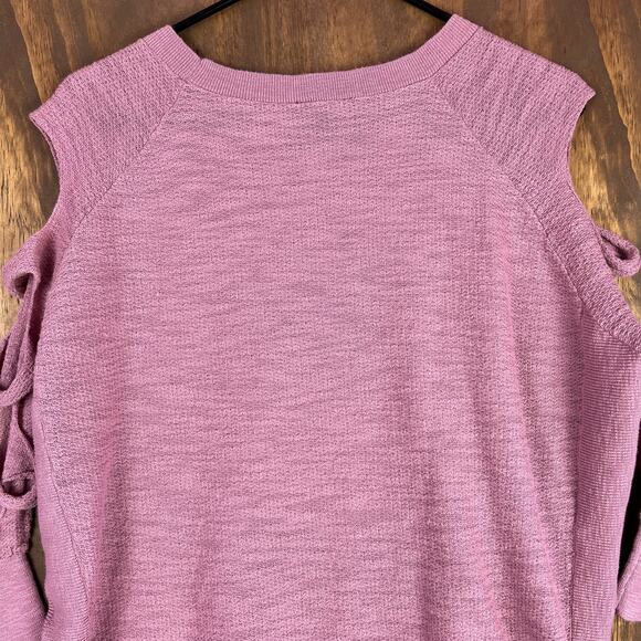Express Womens Sweater Pink Knitted Cold Ladder Sleeve U Hem Small - Picture 12 of 13